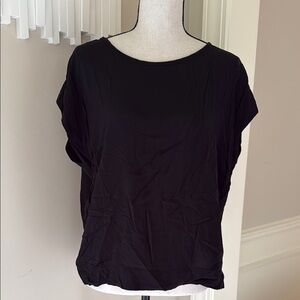 Tresics Linen Black Short Sleeve Knit Top Women's M